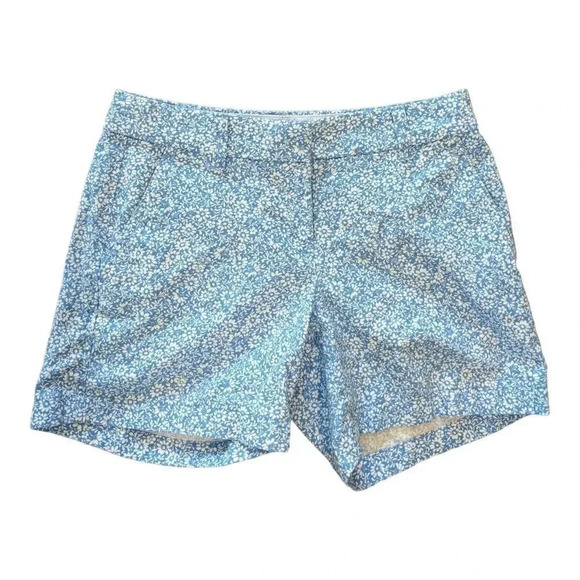 J Crew Womens Size 00 3 1/2" Inseam Flat Front Chino Shorts Blue Patterned - Picture 1 of 8